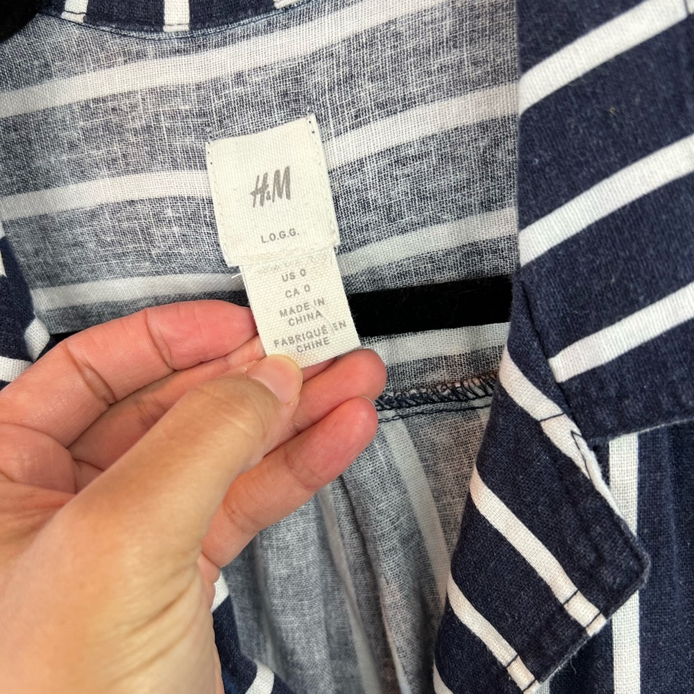 H&M | Navy and White Pinstripe Jumpsuit - Picture 4 of 9